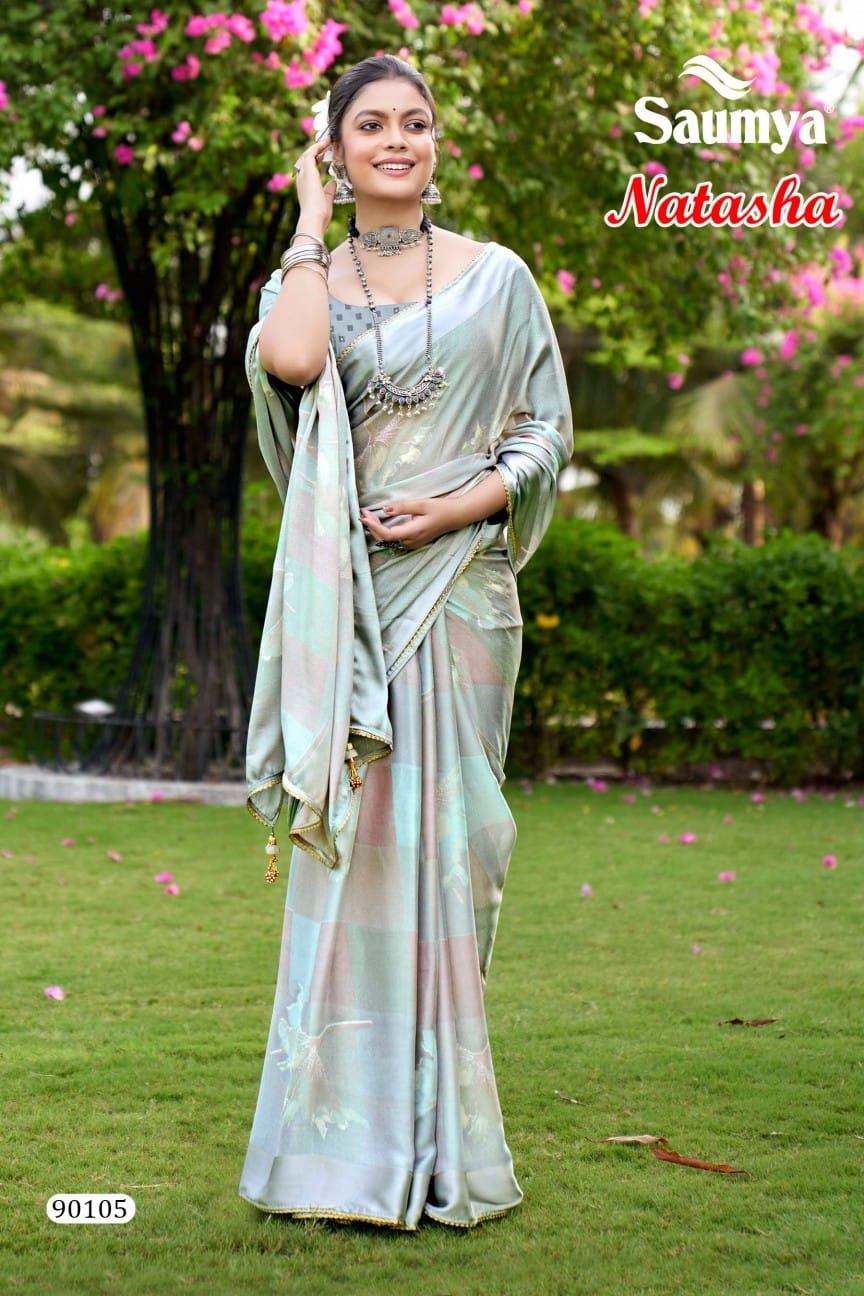 Natasha Vol 2 By Saumya Satin Designer Sarees Wholesale Price In Surat